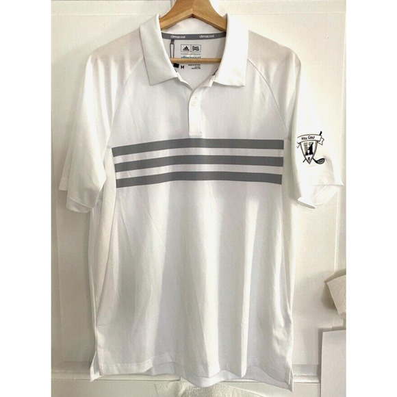 Adidas - White Climate Control Hill Golf Logo Men's size Medium Golf Polo Shirt - Picture 1 of 7